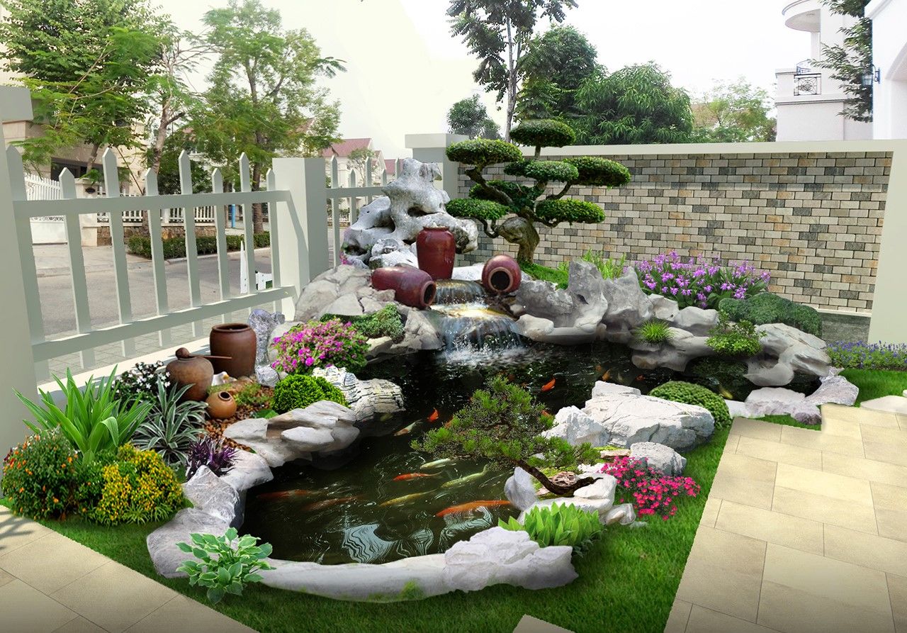 Hồ Koi kết hợp tiểu cảnh