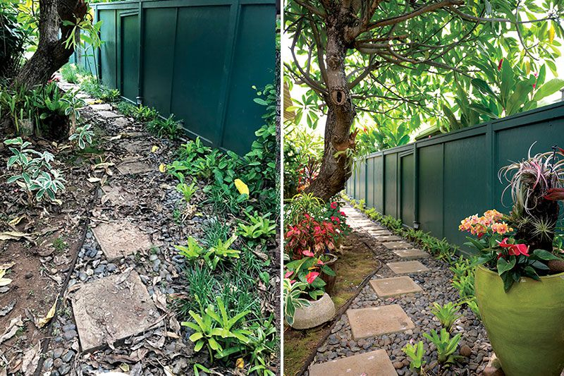 Cải tạo lối đi và bồn hoa biệt thự, trước và sau